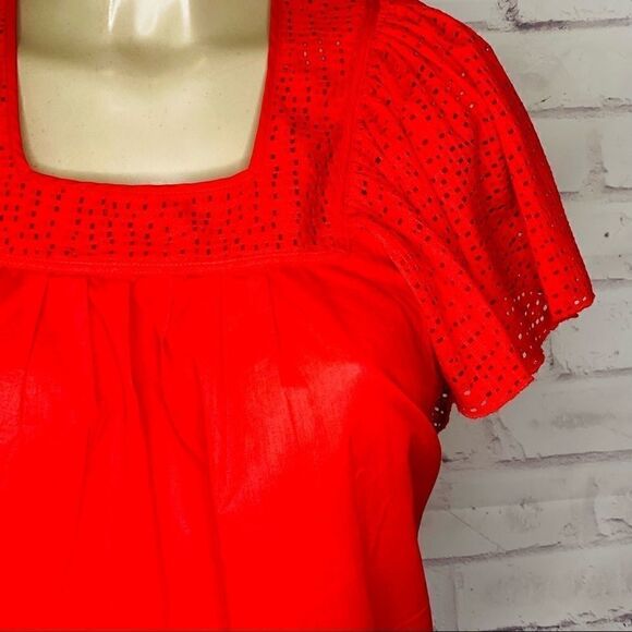 Anthropologie Pepin Eyelet Flutter Sleeve Top - Picture 3 of 8